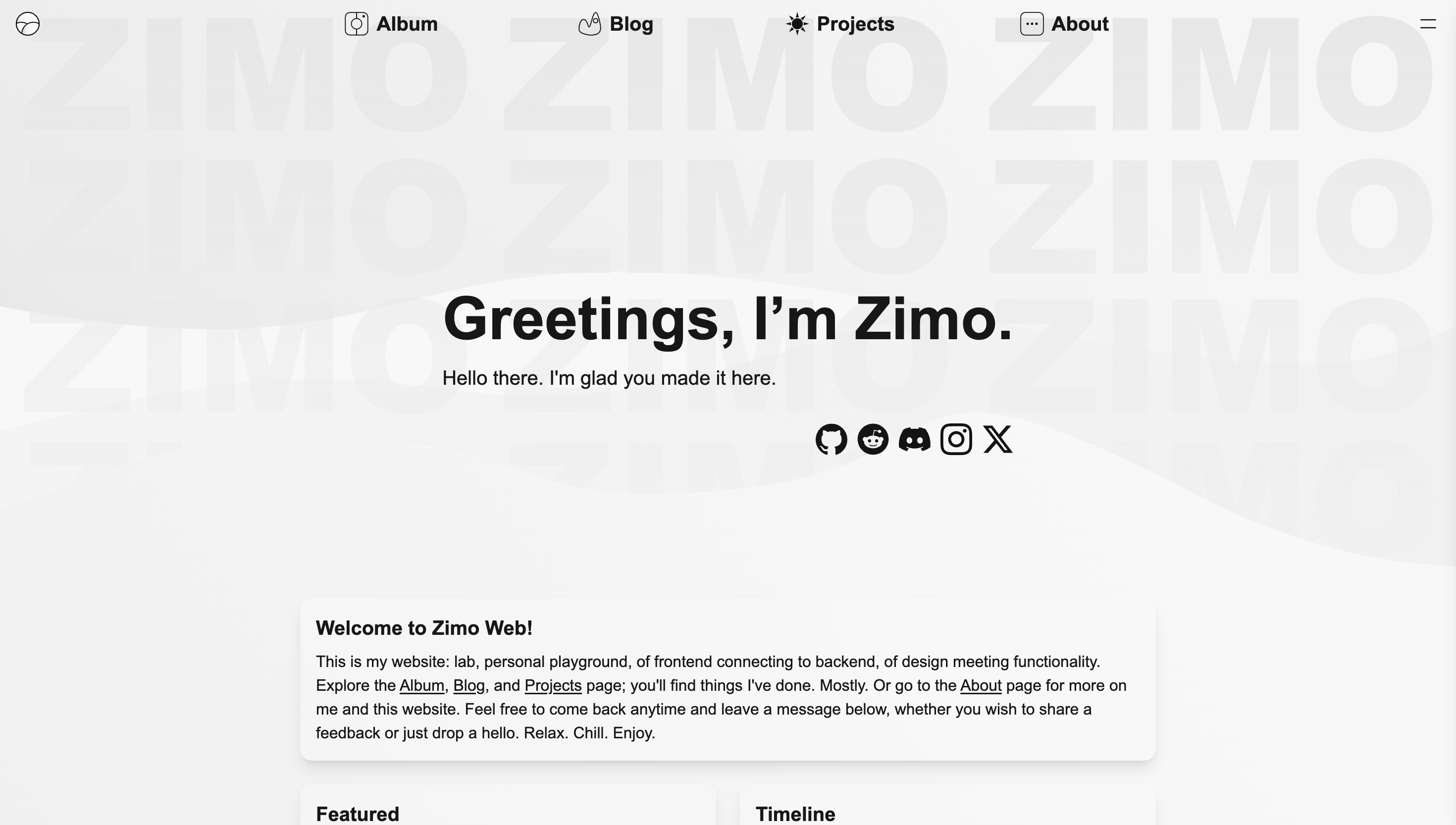 Zimo Web before the themes update.